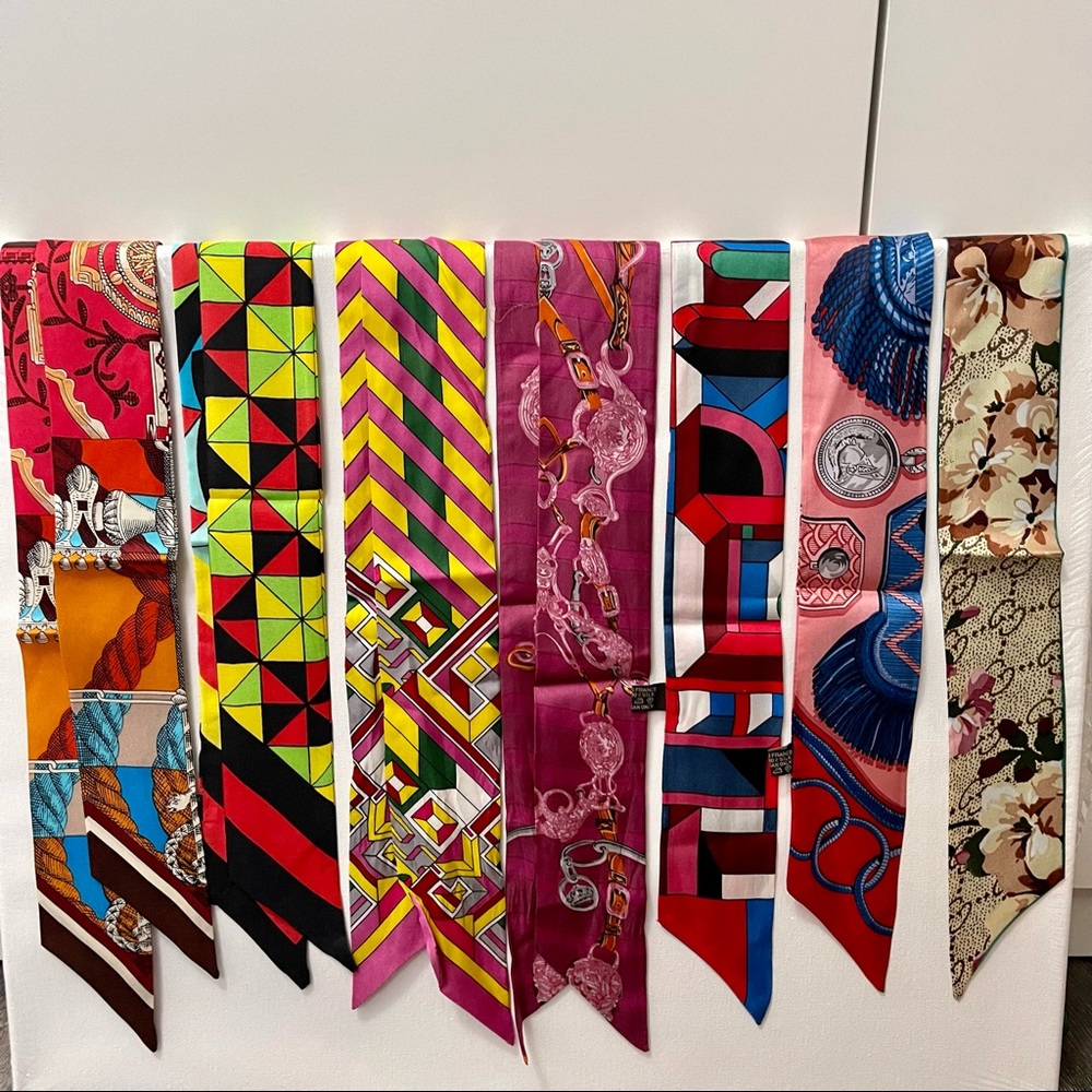 Multiple Silk Twilly Scarves for Handbag Handles and Accessories - Picture 4 of 7
